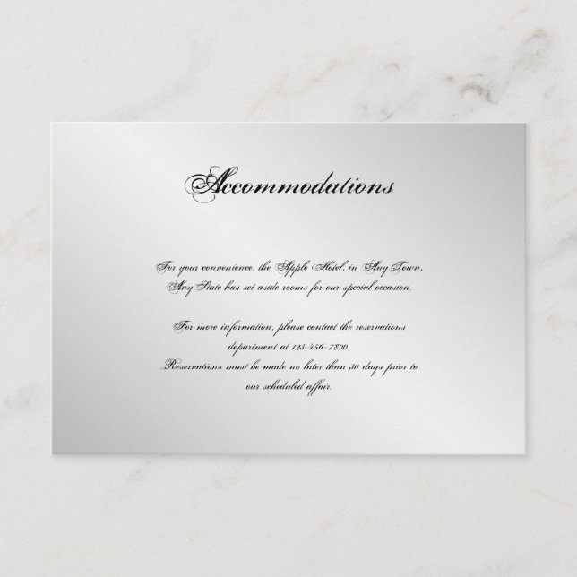 Carte D'accompagnement Mariage Silver Elegance (Devant)