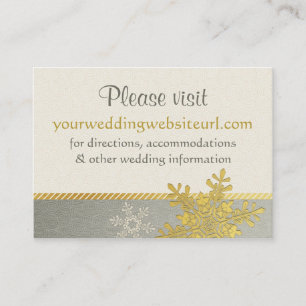 Carte D'accompagnement Mariage Silver Gold Snowflake Site Web Insérer une