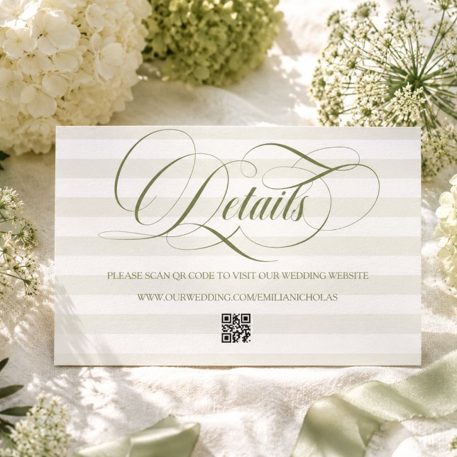 Carte D'accompagnement Mariage simple à rayures vertes (Créateur téléchargé)