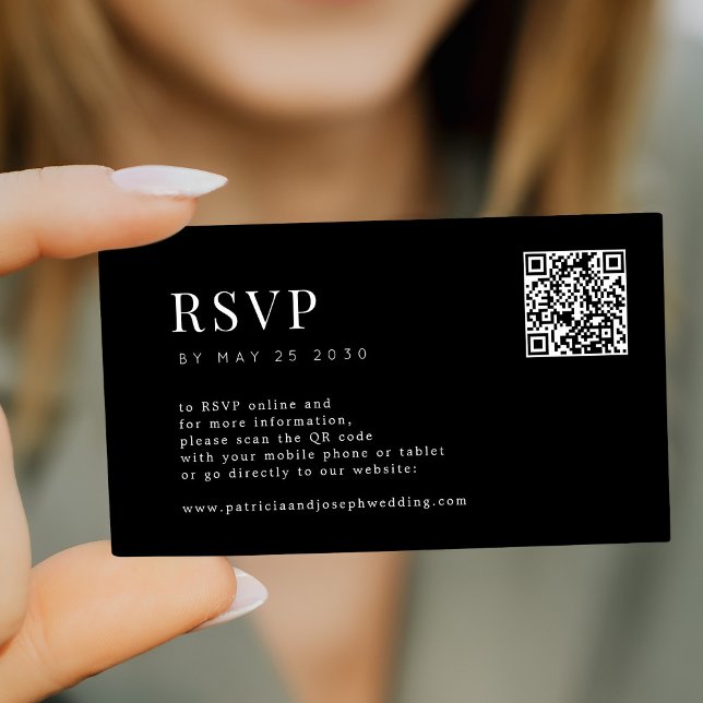Carte D'accompagnement Mariage simple moderne budget en ligne Code QR RSV (Créateur téléchargé)