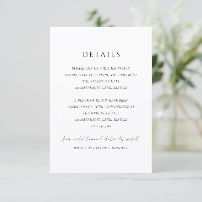 Carte D'accompagnement Mariage Simple Moderne Élégant (Debout devant)