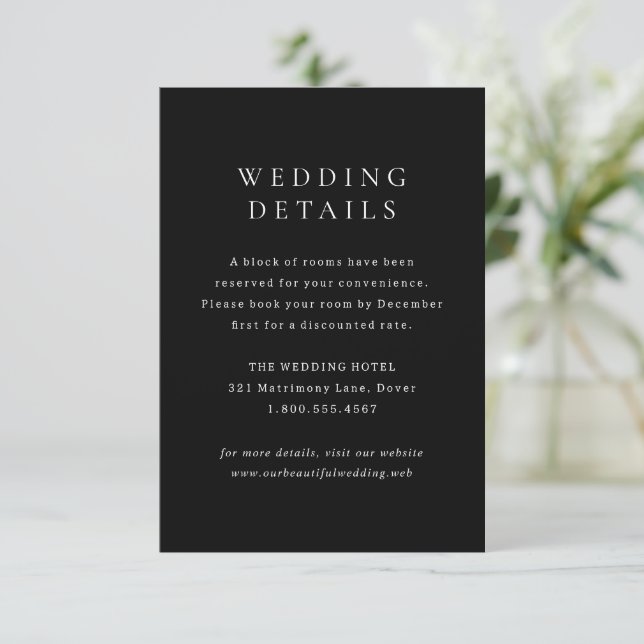 Carte D'accompagnement Mariage Simple Noir Classique (Debout devant)