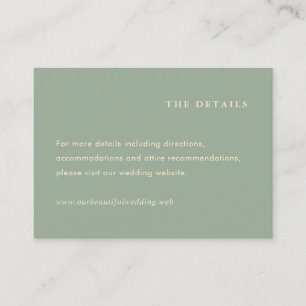 Carte D'accompagnement Mariage Simple Vert Sauge Moderne