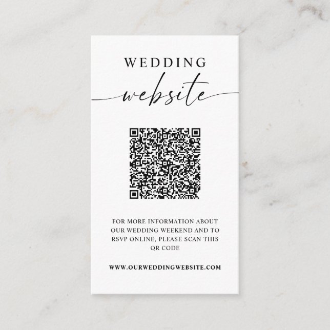Carte D'accompagnement Mariage Site Web Minimaliste QR Code photo (Devant)