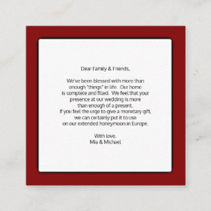 Carte D'accompagnement Mariage Souhaite bien Argent Cadeaux Enceinte