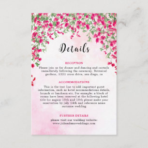 Carte D'accompagnement Mariage sous la forêt tropicale de bougainvillée r