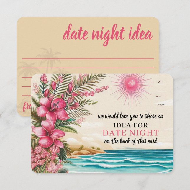Carte D'accompagnement Mariage sur la plage rose (Devant / Derrière)