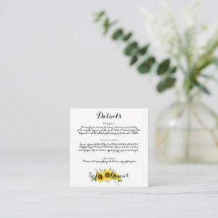 Carte D'accompagnement Mariage tournesol aquarelle rose blanche 
