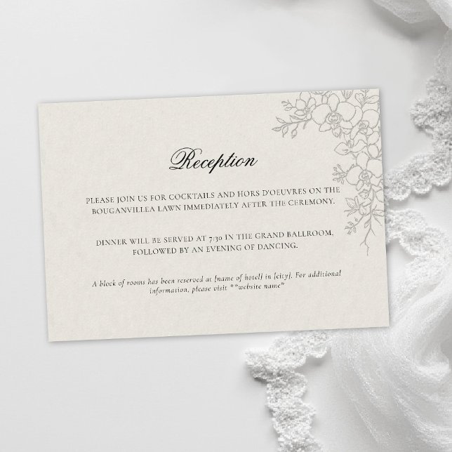 Carte D'accompagnement Mariage Traditionnel Formel Élégant Écru Orchidée (orchid wedding enclosure card formal modern classic traditional black tie parents hosted ecru)