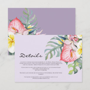 Carte D'accompagnement Mariage tropical floral moderne à Hawaï