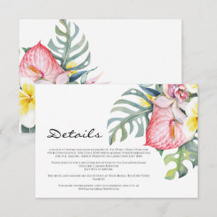Carte D'accompagnement Mariage tropical floral moderne à Hawaï