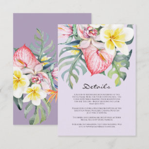 Carte D'accompagnement Mariage tropical floral moderne violet Hawaï
