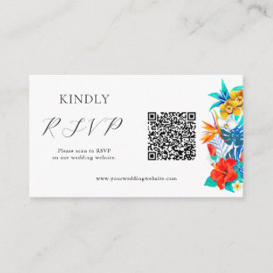 Carte D'accompagnement Mariage tropical QR RSVP