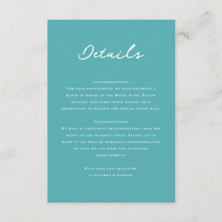 Carte D'accompagnement Mariage turquoise