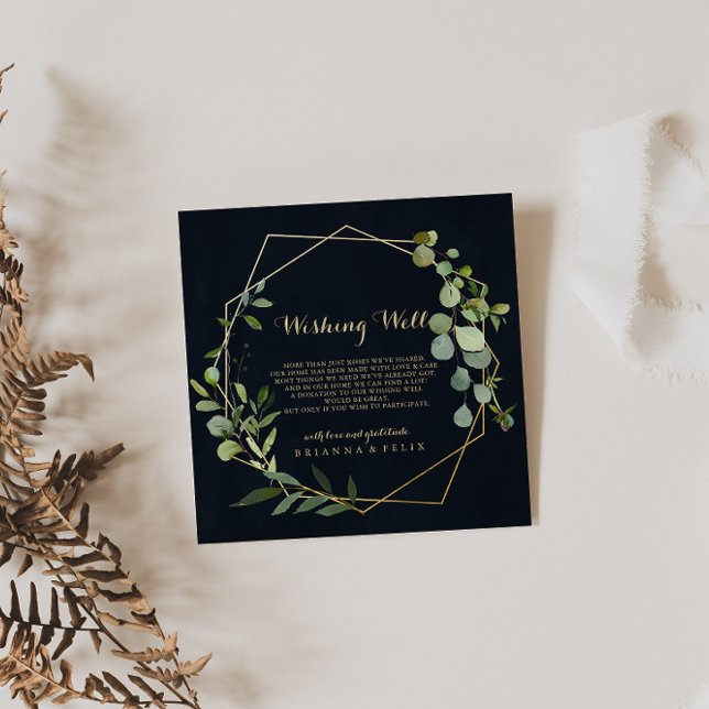 Carte D'accompagnement Mariage vert bleu or géométrique Wishing well (Créateur téléchargé)