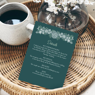 Carte D'accompagnement Mariage vert émeraude de la Monnaie de Sage Floral