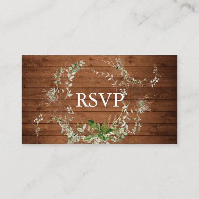 Carte D'accompagnement Mariage vert rustique RSVP (Devant)