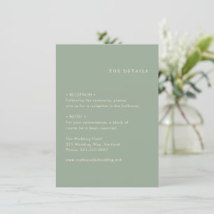 Carte D'accompagnement Mariage Vert Sauge Moderne Simple
