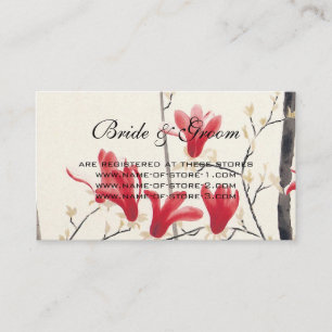 Carte D'accompagnement Mariage Vintage, Arbre de Magnolia Rose Japonais