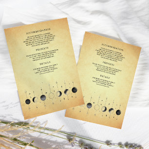 Carte D'accompagnement Mariage Vintage Céleste Phases de la Lune Croissan