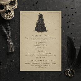Carte D'accompagnement Mariage Vintage Gothique Toile Brun