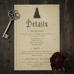 Carte D'accompagnement Mariage Vintage Gothique Toile Noir Tan