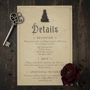 Carte D'accompagnement Mariage Vintage Gothique Toile Noir Tan