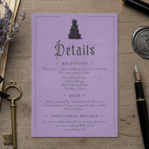 Carte D'accompagnement Mariage Vintage Gothique Toile Noir Violet