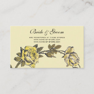 Carte D'accompagnement Mariage vintage, Jaune Antique Jardin Rose Wreath