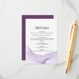 Carte D'accompagnement Mariage violet Aquarelle moderne