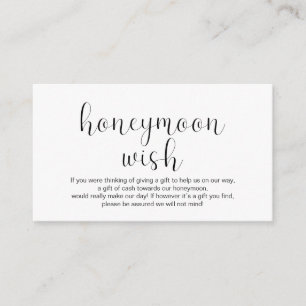 Carte D'accompagnement Mariage voyage de noces, minimaliste, police noire