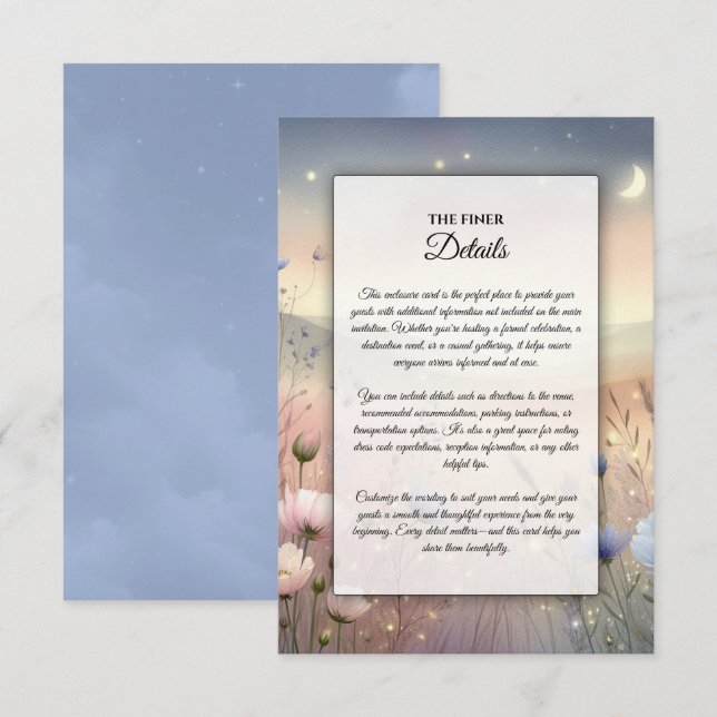 Carte D'accompagnement Mariage Whispers Fleur sauvage Lune (Devant / Derrière)