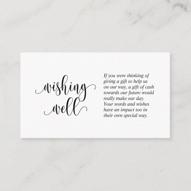 Carte D'accompagnement Mariage Wishing well, Design de script moderne Enc (Devant)
