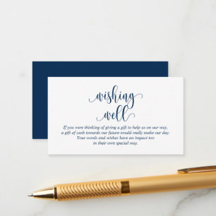 Carte D'accompagnement Mariage Wishing Well, Modern Navy Script bleu