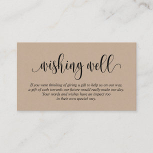 Carte D'accompagnement Mariage Wishing well, Script moderne Brown Kraft