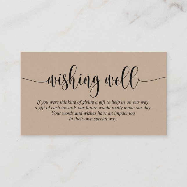 Carte D'accompagnement Mariage Wishing Well, Script moderne, Kraft Brown (Devant)