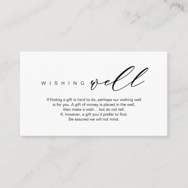 Carte D'accompagnement Mariage Wishing Well, Script romantique moderne (Devant)