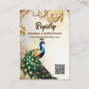 Carte D'accompagnement Mariée de luxe paon art nouveau cadre registre