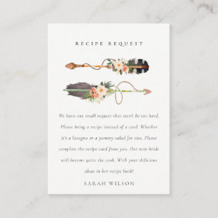 Carte D'accompagnement Mariée Demande de Recette de Flèche Florale Bohème