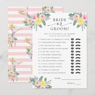 Carte D'accompagnement Mariée ou groom Cocktail brillant Jeu nuptiale