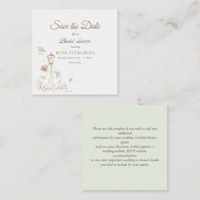 Carte D'accompagnement Mariée Rouge de Fleurs (Devant / Derrière)