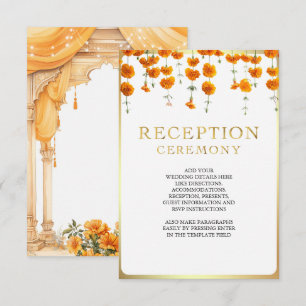 Carte D'accompagnement Marigold Floral South Indian Mariage Réception