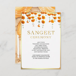 Carte D'accompagnement Marigold Floral Sud Indien Mariage Sangeet