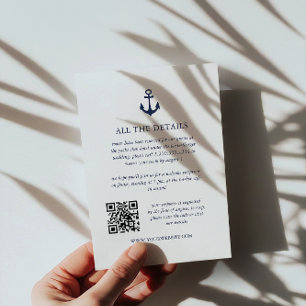 Carte D'accompagnement Marine Ancre Yacht MARIAGE nautique QR Code détail