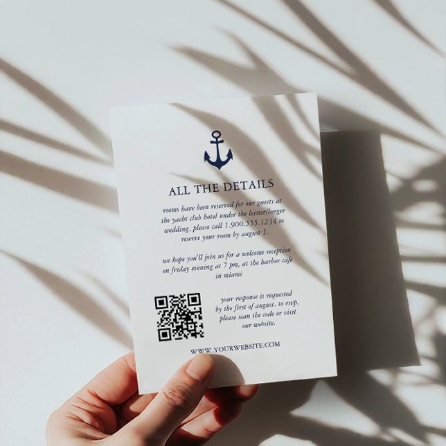 Carte D'accompagnement Marine Ancre Yacht MARIAGE nautique QR Code détail (Créateur téléchargé)