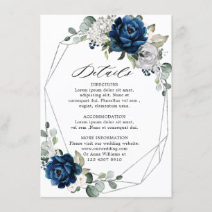 Carte D'accompagnement Marine Argent Blanc Champagne Ivoire Détails géomé