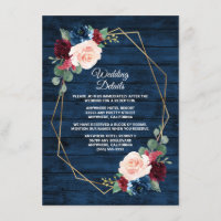 Marine Bleu Bourgogne Or Blush Mariage campagnard 