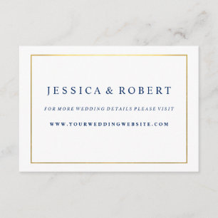 Carte D'accompagnement Marine Blue avec Gold Mariage Site Web Insérer une