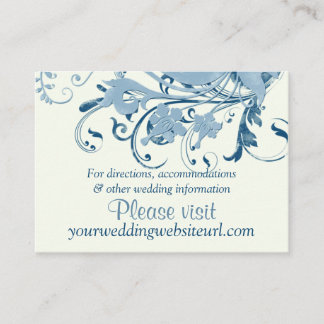 Carte D'accompagnement Marine Blue Ivory Floral Mariage Site Web Insérer