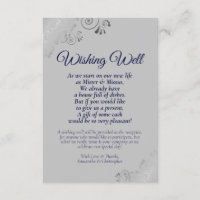 Marine Blue & Silver Grey Mariage Wishing Well Poe